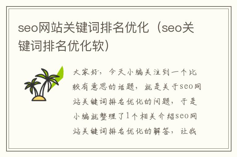 seo网站关键词排名优化（seo关键词排名优化软）