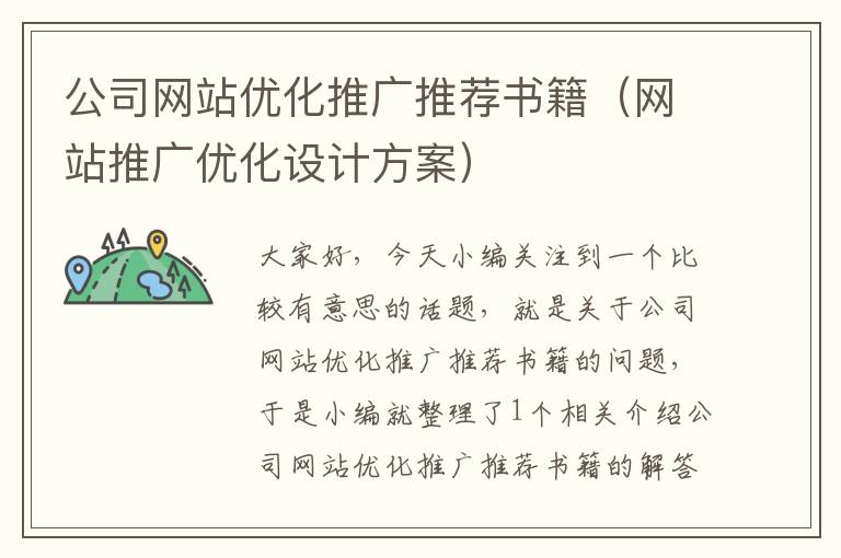 公司网站优化推广推荐书籍（网站推广优化设计方案）