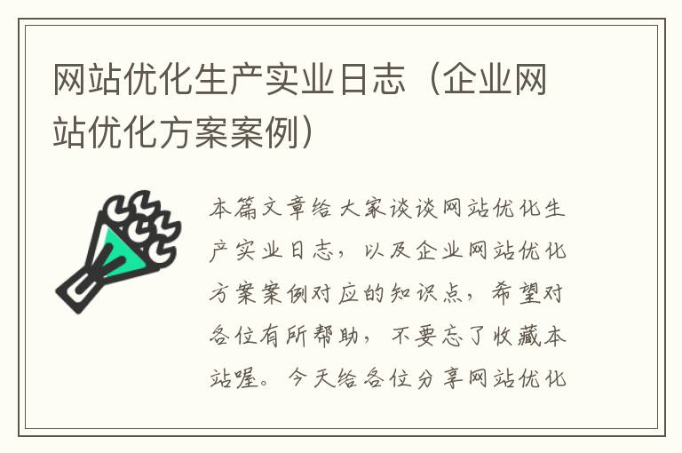 网站优化生产实业日志（企业网站优化方案案例）