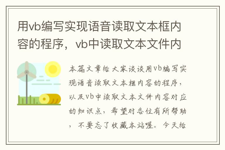 用vb编写实现语音读取文本框内容的程序，vb中读取文本文件内容