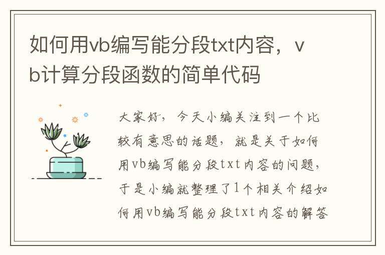 如何用vb编写能分段txt内容，vb计算分段函数的简单代码