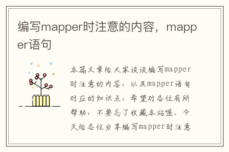 编写mapper时注意的内容，mapper语句