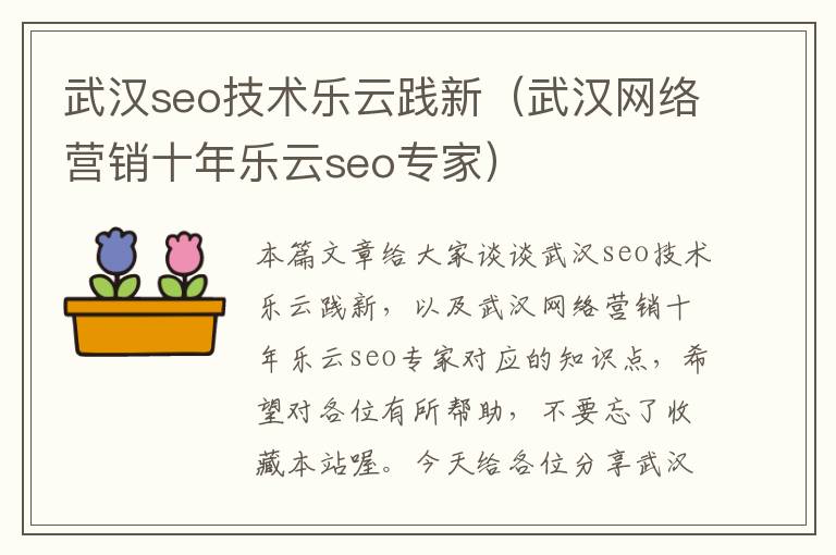 武汉seo技术乐云践新（武汉网络营销十年乐云seo专家）