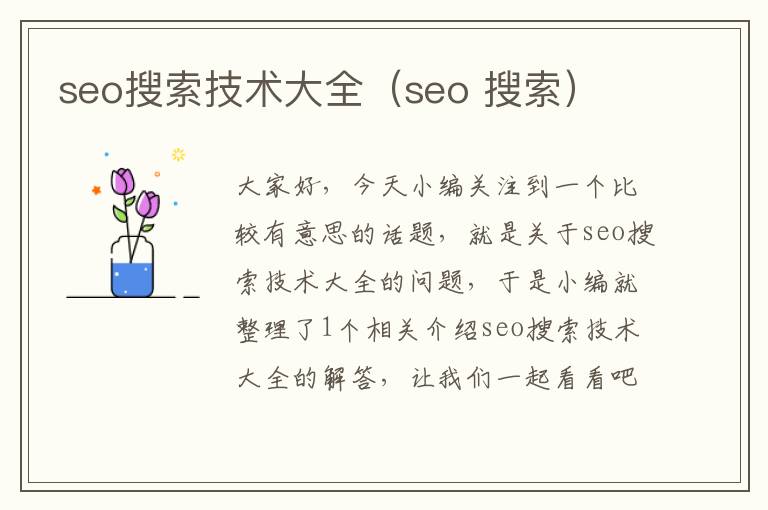 seo搜索技术大全（seo 搜索）