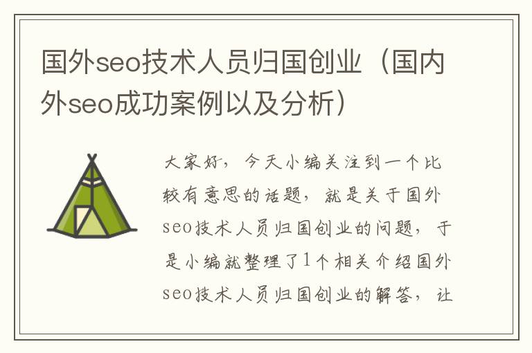 国外seo技术人员归国创业（国内外seo成功案例以及分析）