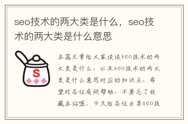 seo技术的两大类是什么，seo技术的两大类是什么意思