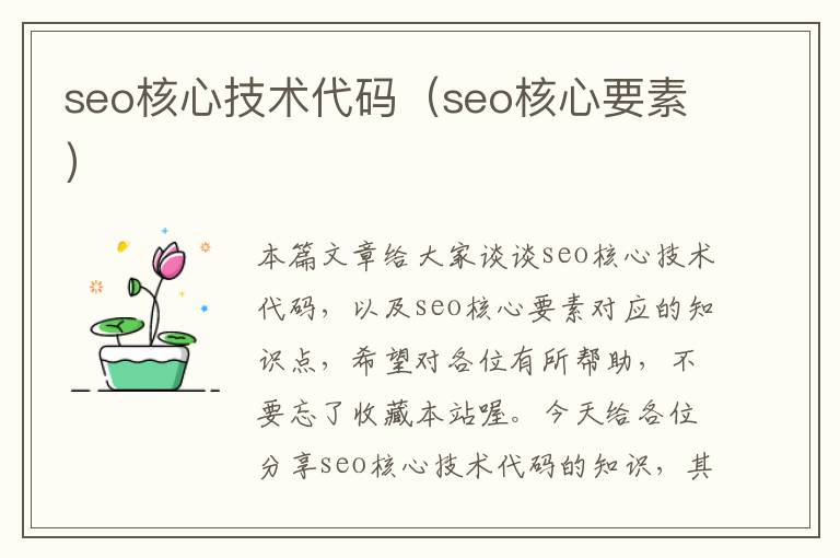 seo核心技术代码（seo核心要素）