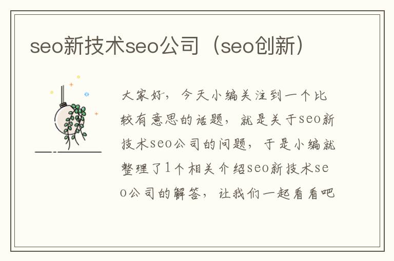 seo新技术seo公司（seo创新）