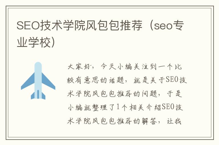 SEO技术学院风包包推荐（seo专业学校）