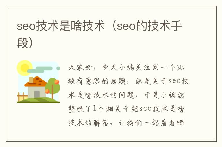 seo技术是啥技术（seo的技术手段）