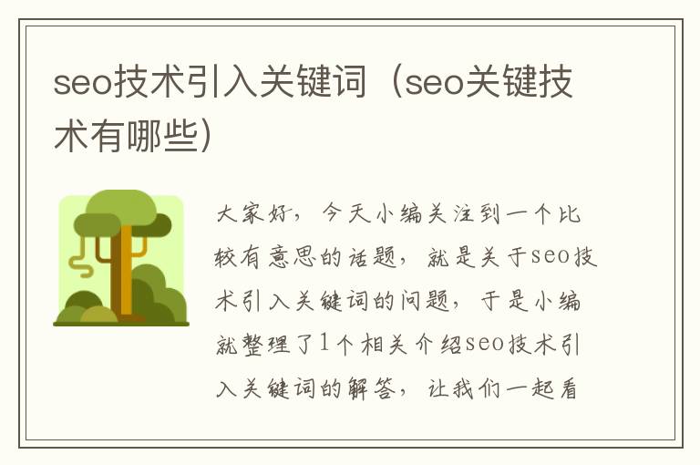 seo技术引入关键词（seo关键技术有哪些）