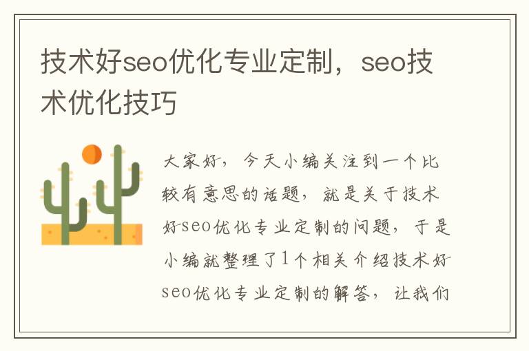 技术好seo优化专业定制，seo技术优化技巧