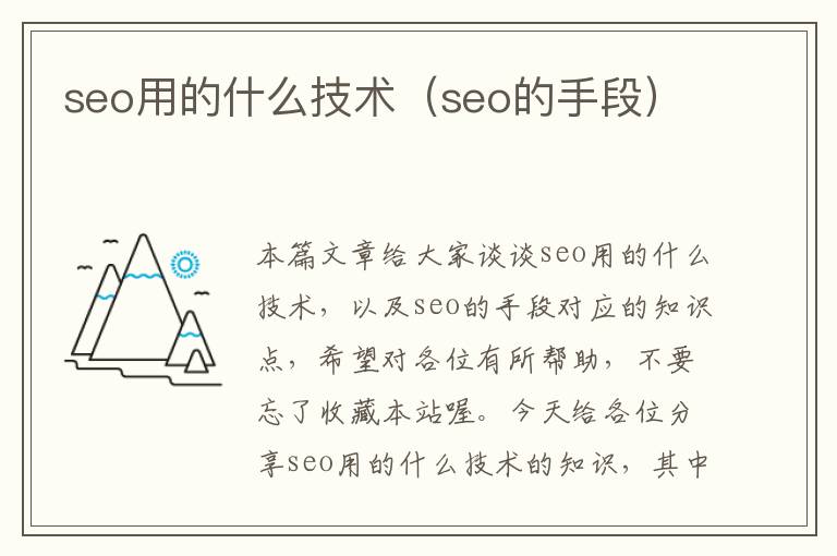 seo用的什么技术（seo的手段）