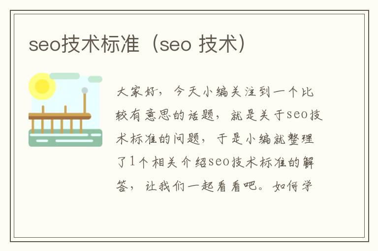 seo技术标准（seo 技术）