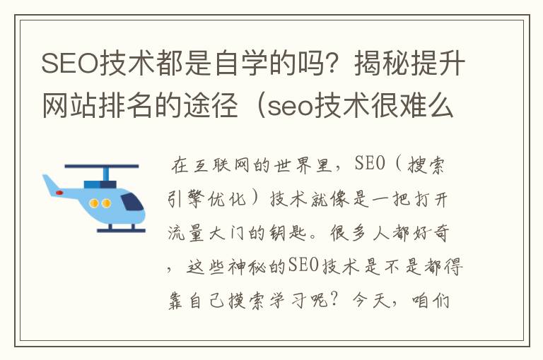 SEO技术都是自学的吗？揭秘提升网站排名的途径（seo技术很难么）