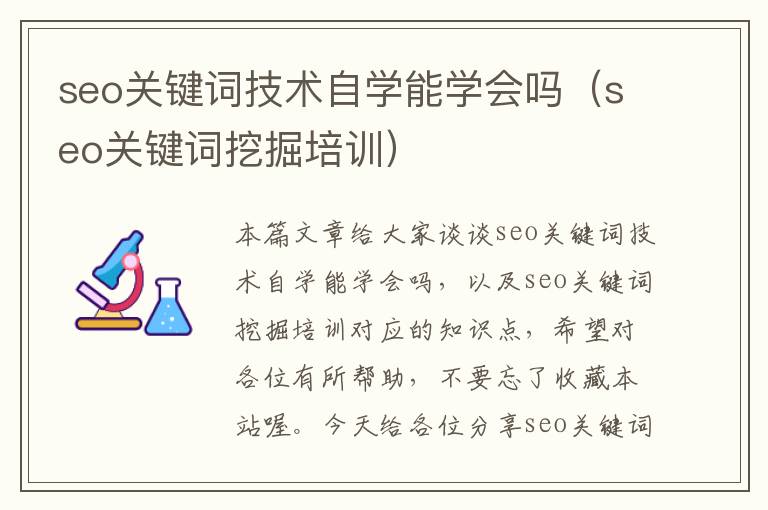 seo关键词技术自学能学会吗（seo关键词挖掘培训）