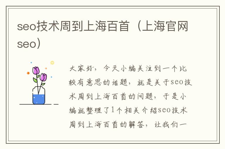 seo技术周到上海百首（上海官网seo）