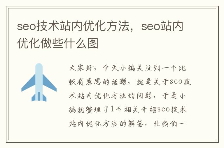 seo技术站内优化方法，seo站内优化做些什么图