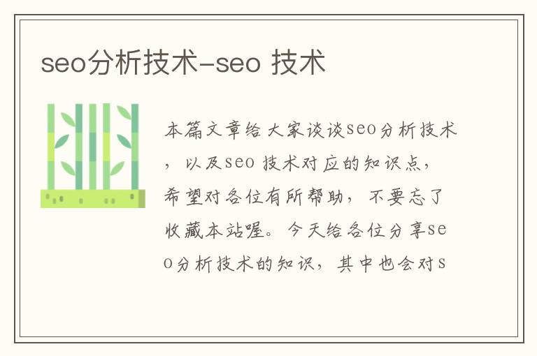 seo分析技术-seo 技术