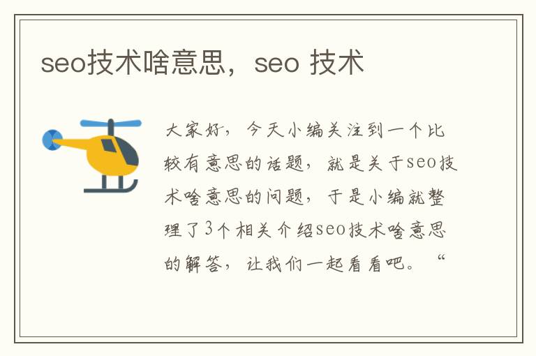 seo技术啥意思，seo 技术