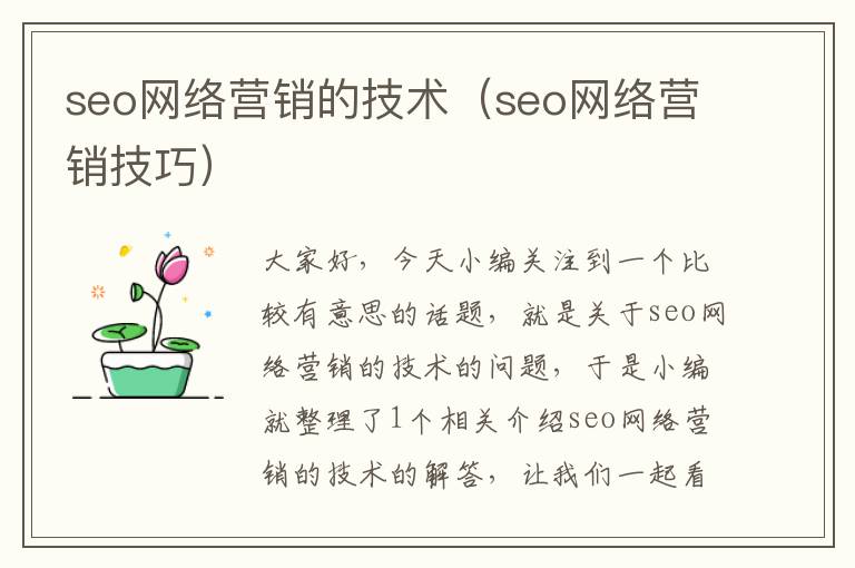 seo网络营销的技术（seo网络营销技巧）