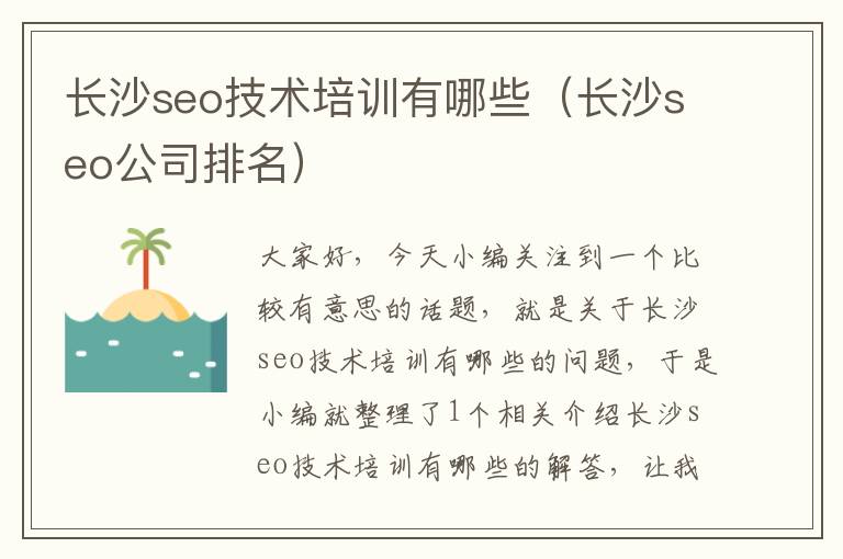 长沙seo技术培训有哪些（长沙seo公司排名）