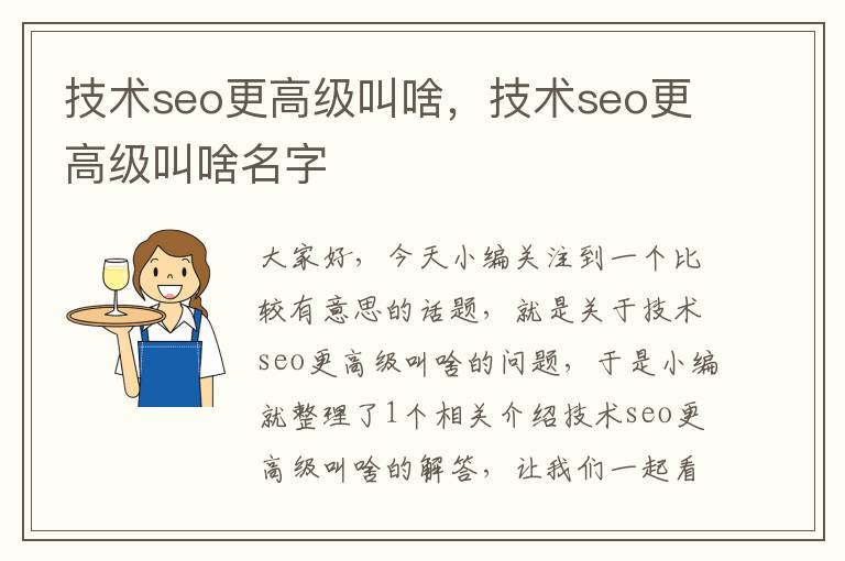 技术seo更高级叫啥，技术seo更高级叫啥名字