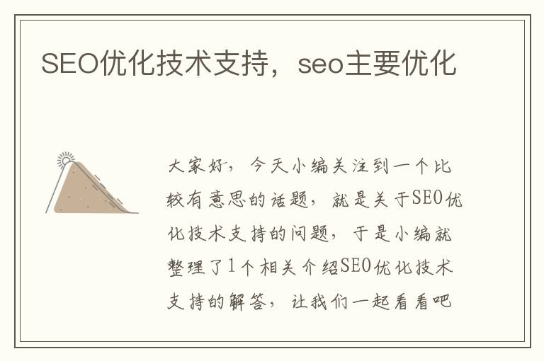 SEO优化技术支持，seo主要优化