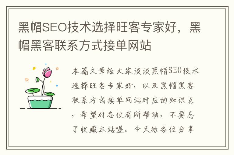 黑帽SEO技术选择旺客专家好，黑帽黑客联系方式接单网站