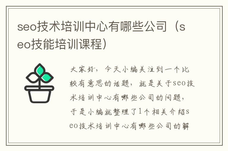 seo技术培训中心有哪些公司（seo技能培训课程）