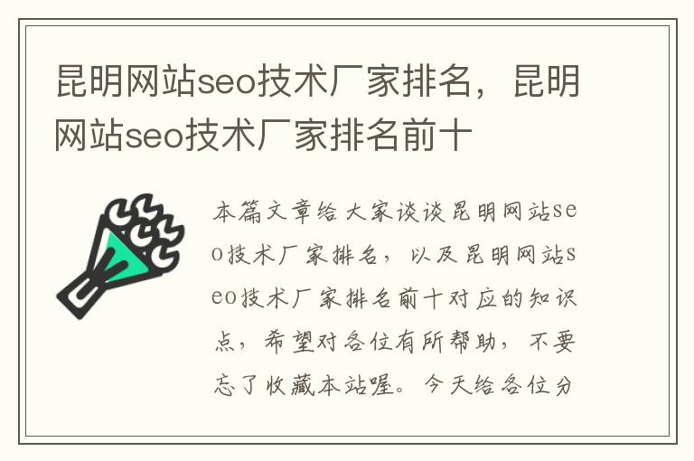 昆明网站seo技术厂家排名，昆明网站seo技术厂家排名前十