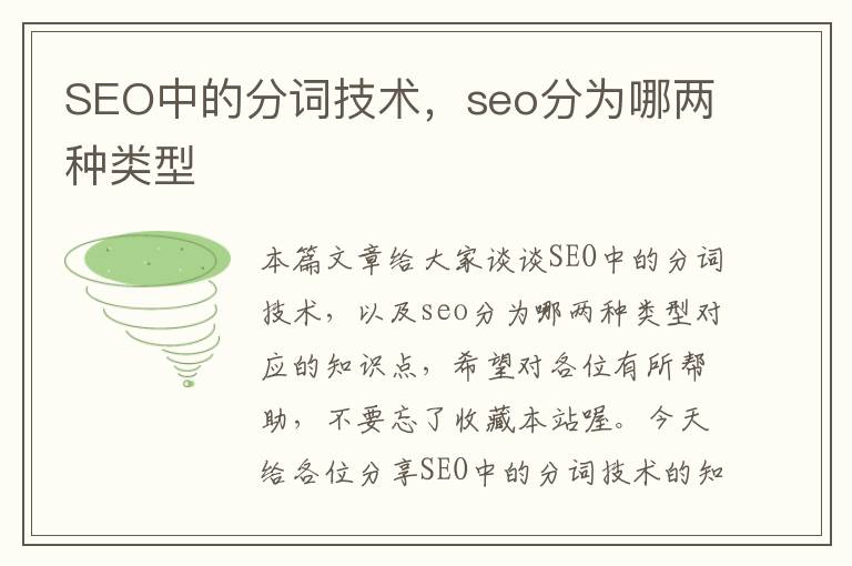 SEO中的分词技术，seo分为哪两种类型