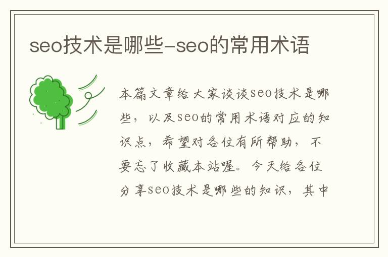 seo技术是哪些-seo的常用术语