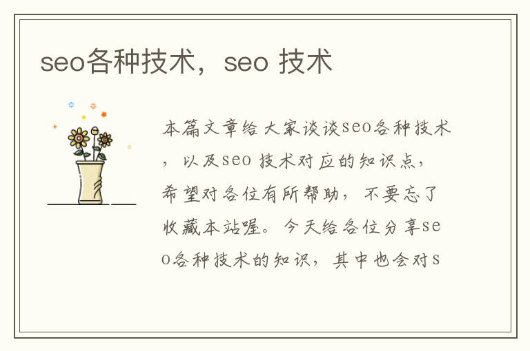 seo各种技术，seo 技术